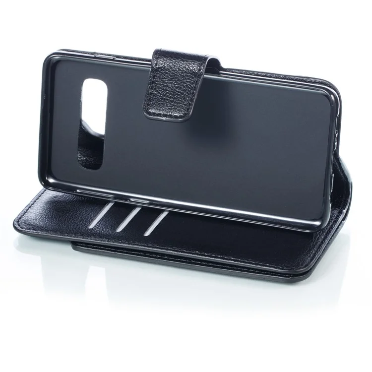 [9 Tragamonedas De Tarjetas] Crazy Horse Cuero Wallet Shell Para Samsung Galaxy S10 - Negro