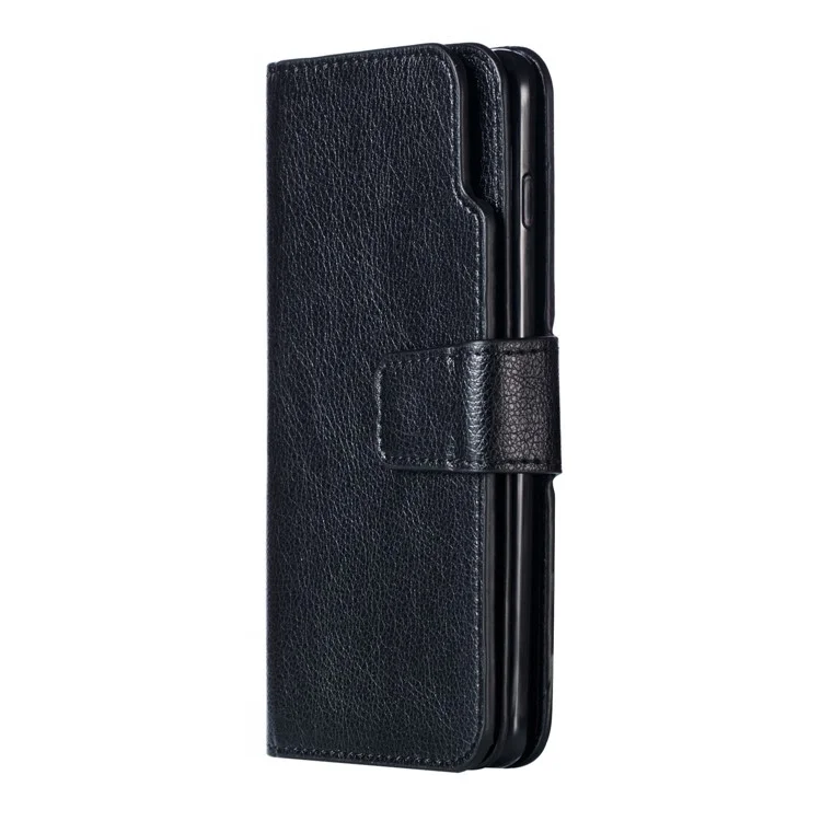 [9 Tragamonedas De Tarjetas] Crazy Horse Cuero Wallet Shell Para Samsung Galaxy S10 - Negro