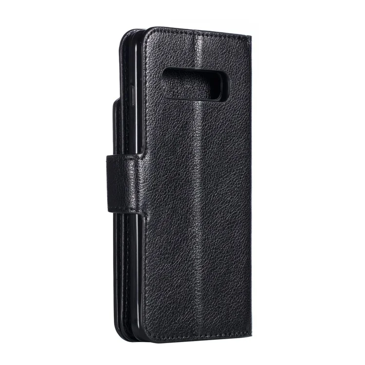 [9 Tragamonedas De Tarjetas] Crazy Horse Cuero Wallet Shell Para Samsung Galaxy S10 - Negro