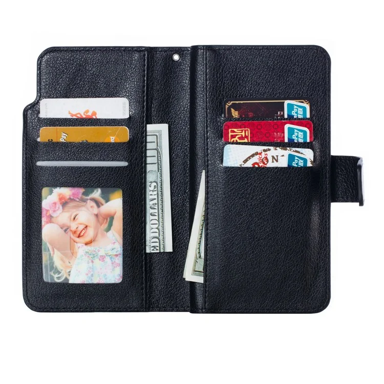 Per Samsung Galaxy S10 Plus [9 Slot Per Schede] Crazy Horse Portafoglio In Pelle - Nero
