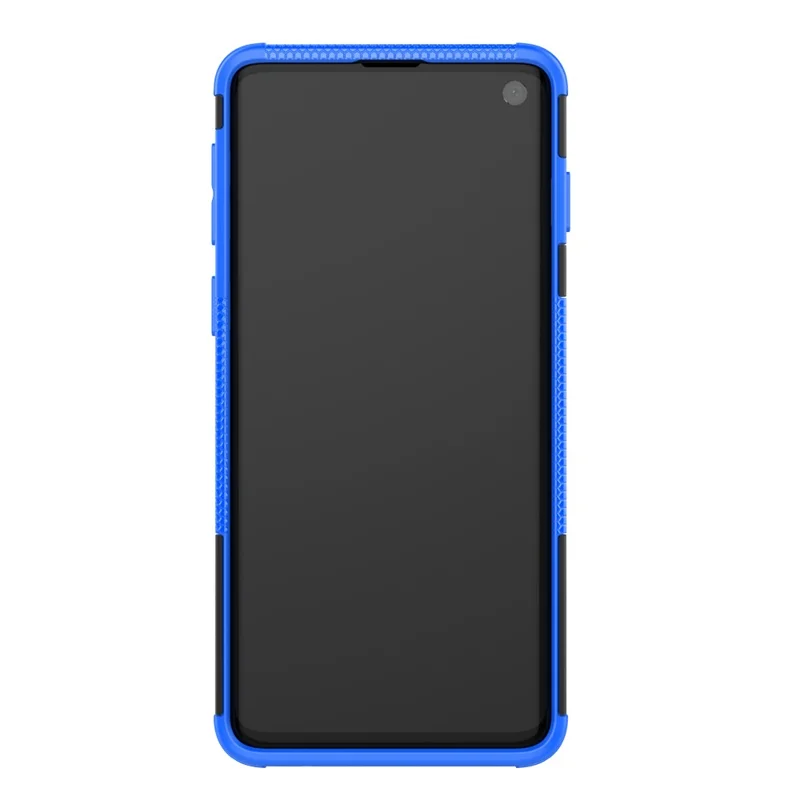 2-in-1 Tyre Pattern PC + TPU Hybrid Back Case with Kickstand for Samsung Galaxy S10 Plus - Blue