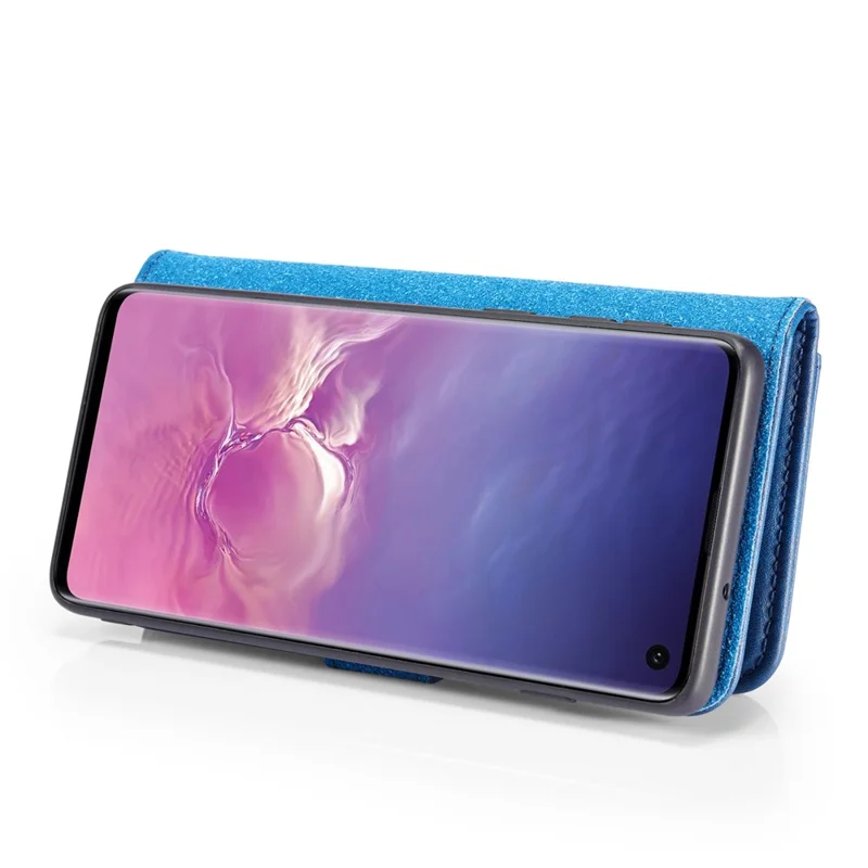 DG.MING Detachable 2-in-1 Anti-scratch Split Leather Wallet Cover Shell + PC Back Case for Samsung Galaxy S10 Plus - Blue