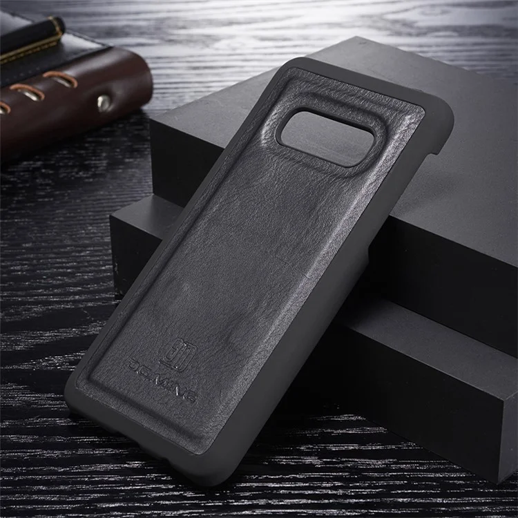 DG.MING Para Samsung Galaxy S10e Capa Protetora de Telefone em Couro Dividido Caso Destacável à Prova de Choque Flip Cover com Carteira - Preto