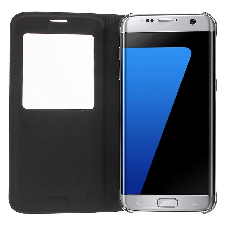 Litchi Texture View Window Leather Case for Samsung Galaxy S7 edge G935 - Black