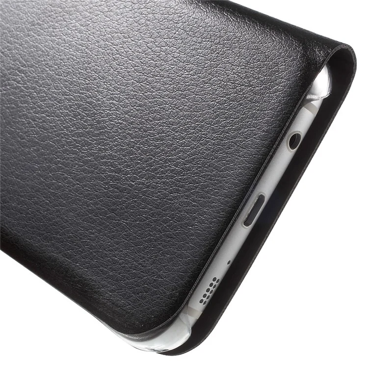 Litchi Texture View Window Leather Case for Samsung Galaxy S7 edge G935 - Black
