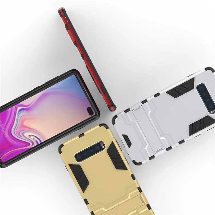 Cool Guard Kickstand PC TPU Hybrid Case for Samsung Galaxy S10 Plus - All Black