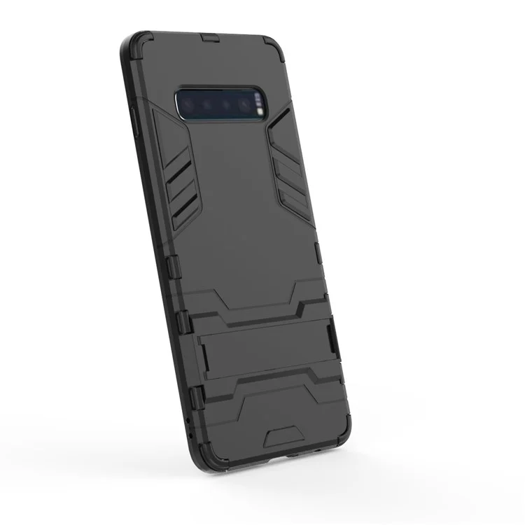 Cool Guard Kickstand PC TPU Hybrid Case Per Samsung Galaxy S10 Plus - Tutto Nero