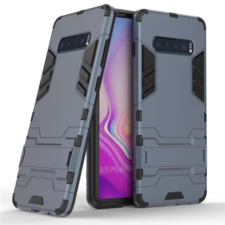 Cool Guard Kickstand Plastic TPU Combo Guscio per telefono cellulare per Samsung Galaxy S10 Plus - Blu scuro