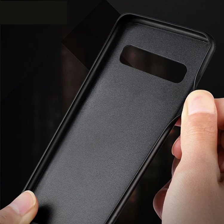 X-LEVEL Vintage Style PU Leather Coated TPU Phone Case for Samsung Galaxy S10 - Marrom