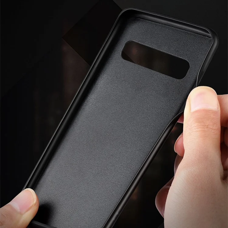 X-LEVEL Vintage Style PU Leather Coated TPU Phone Case pour Samsung Galaxy S10 Plus - Brown