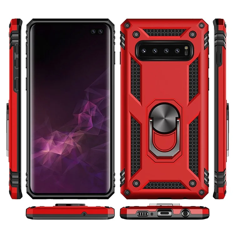 Armor PC TPU Hybrid Shell with Kickstand for Samsung Galaxy S10 Plus - Red