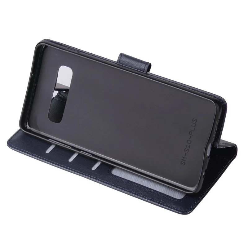 Leather Stand Case with Card Slots for Samsung Galaxy S10 Plus - Dark Blue