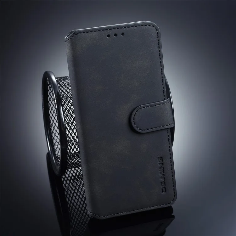 DG.MING Retro Style Wallet Leather Stand Case per Samsung Galaxy S10 - Nero