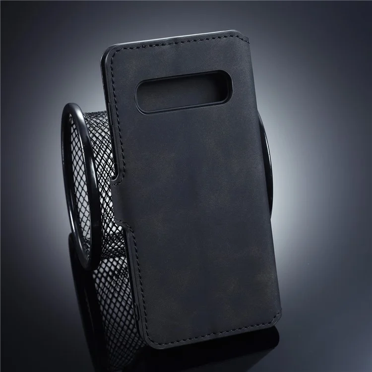 Dg. Case de Cuero de Billetera de Estilo Retro Ming Para Samsung Galaxy S10 - Negro