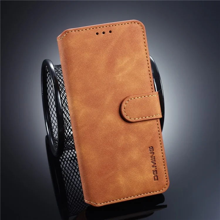 Dg. Case de Cuero de Billetera de Estilo Retro Ming Para Samsung Galaxy S10 - Marrón