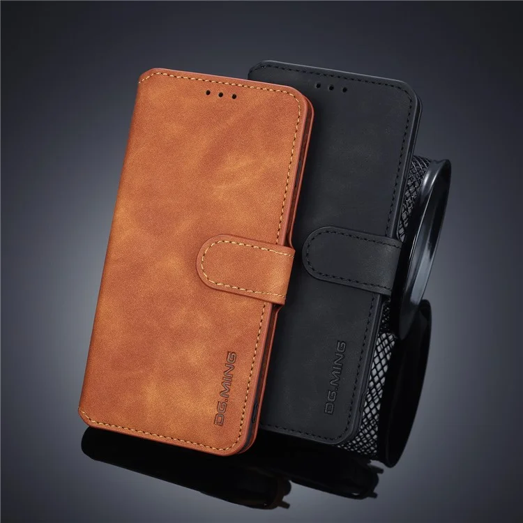 Dg. Case de Cuero de Billetera de Estilo Retro Ming Para Samsung Galaxy S10 - Marrón