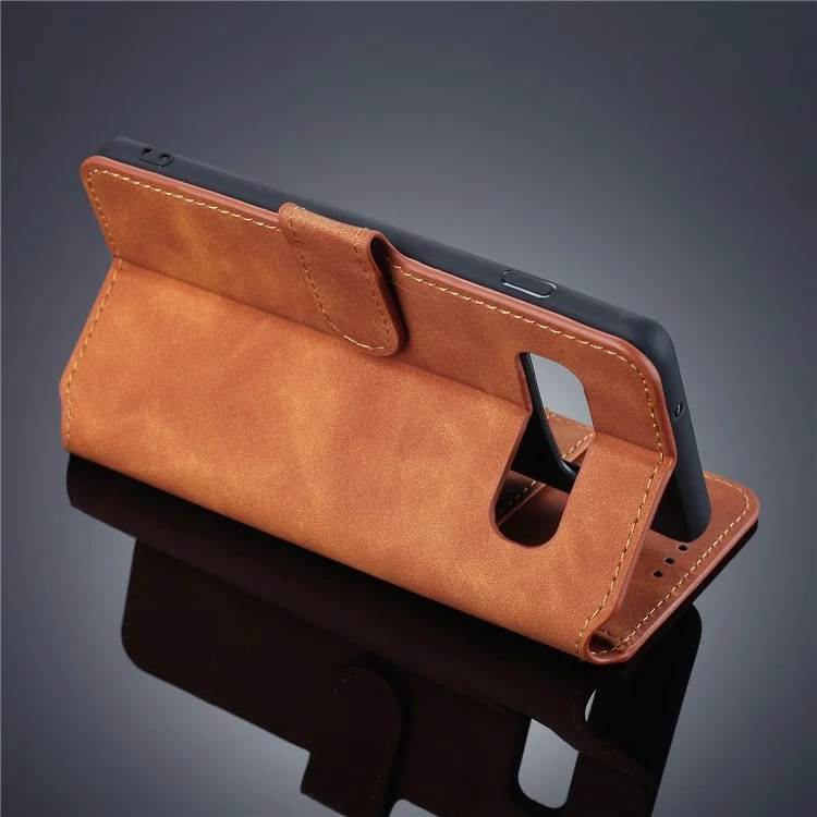 Dg. Case de Cuero de Billetera de Estilo Retro Ming Para Samsung Galaxy S10 - Marrón