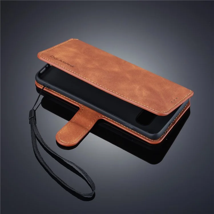 Dg. Case de Cuero de Billetera de Estilo Retro Ming Para Samsung Galaxy S10 - Marrón