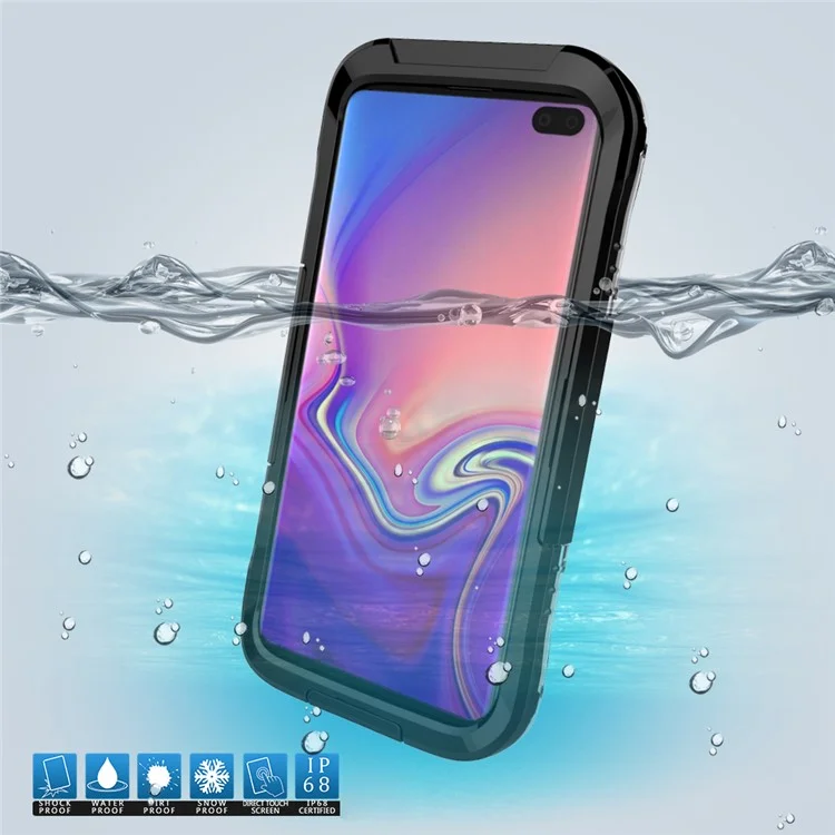 10m Underwater IP68 Waterproof Phone Cover for Samsung Galaxy S10 Plus Dirt / Dust / Snow Proof Case - Black