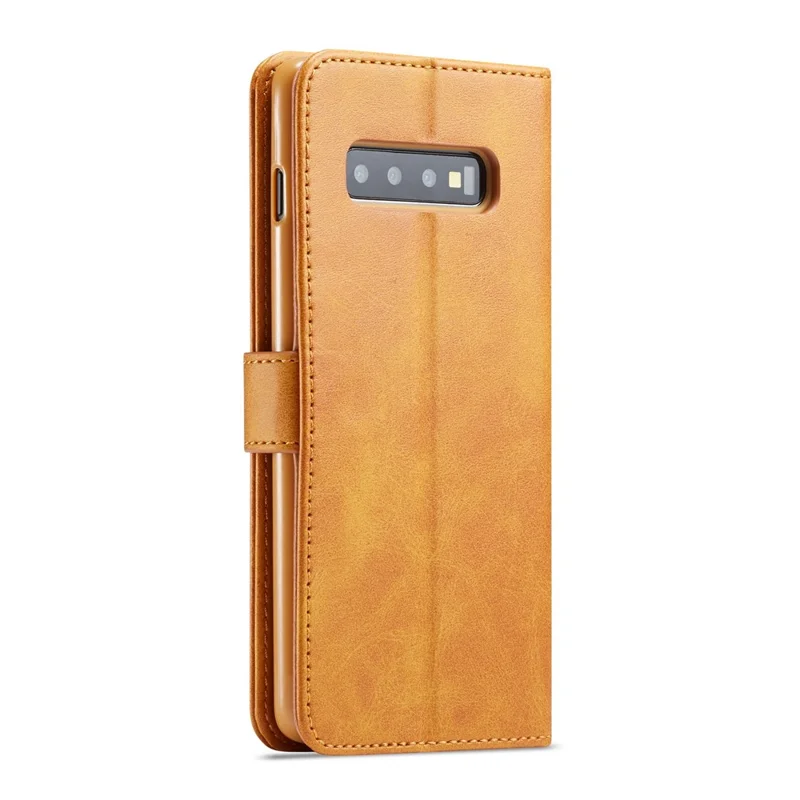 LC.IMEEKE Wallet Leather Stand Case for Samsung Galaxy S10 Plus - Brown