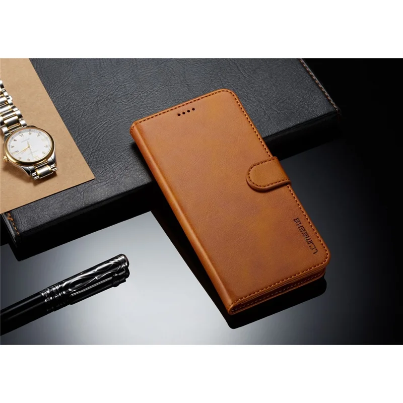 LC.IMEEKE Wallet Leather Stand Case for Samsung Galaxy S10 Plus - Brown