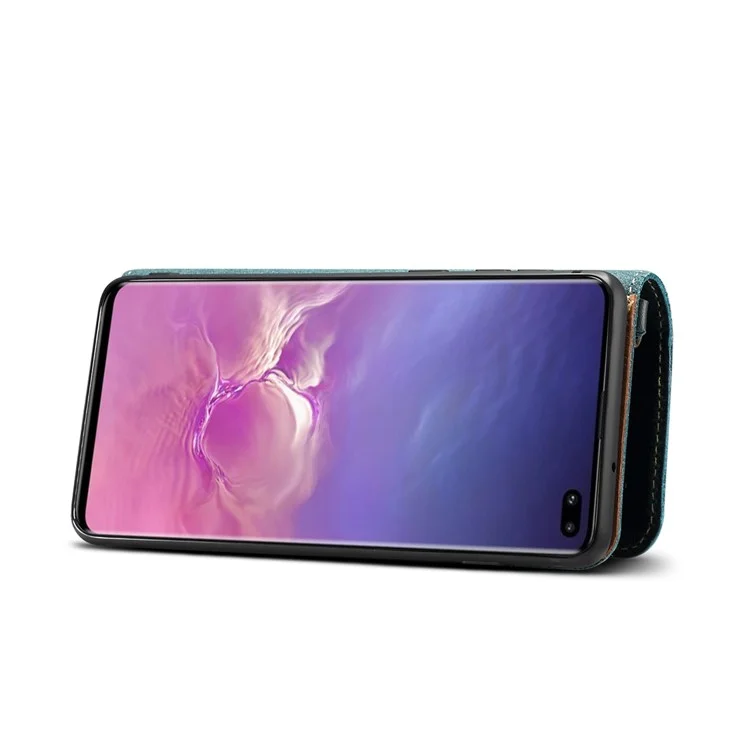 Capa de Telefone de Couro Genuíno com Cordão para Samsung Galaxy S10 Plus - Azul