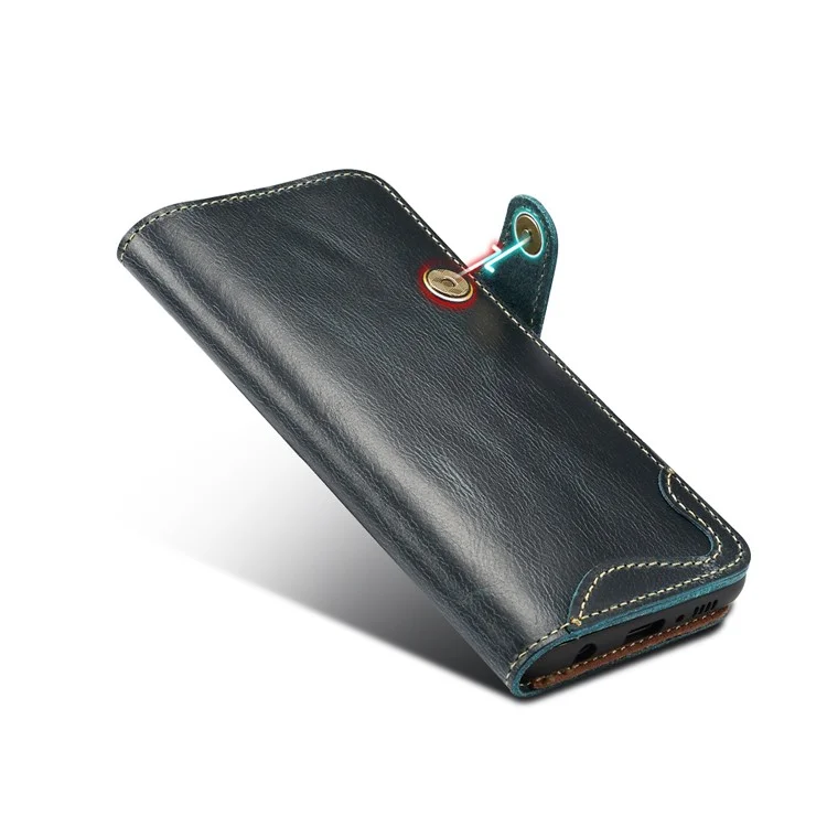 Capa de Telefone de Couro Genuíno com Cordão para Samsung Galaxy S10 Plus - Azul