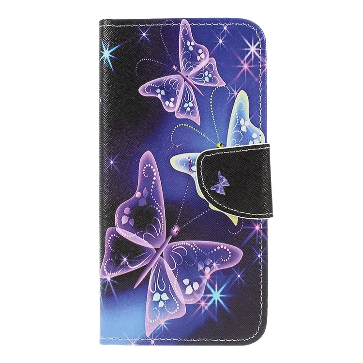 Case de Billetera de Cuero Estampado de Textura Cruzada Para Samsung Galaxy M10 - Hermosa Mariposa