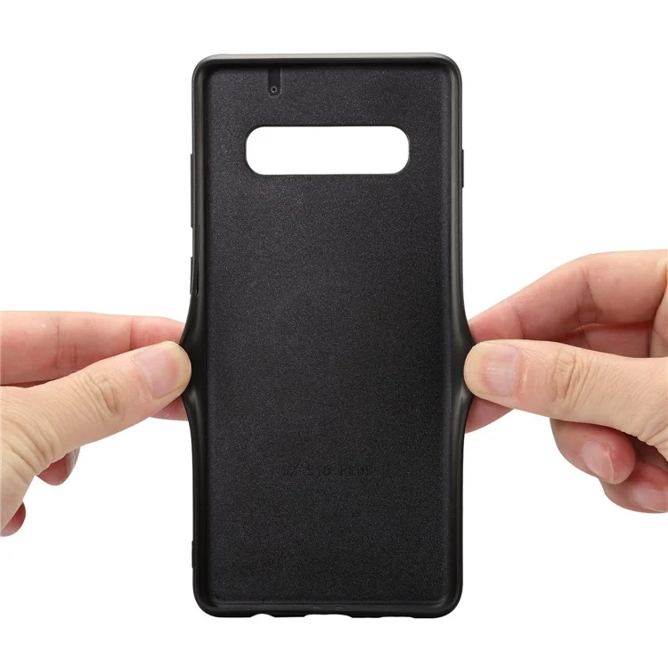 For Samsung Galaxy S10 Dual Card Slot PU Leather Coated TPU Phone Case - Blue