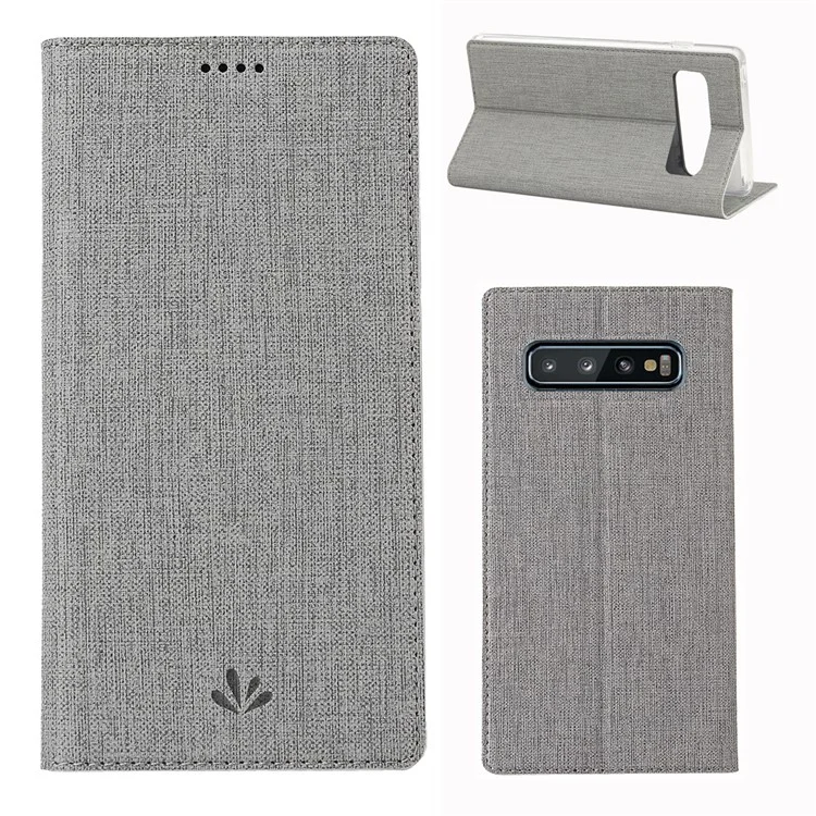 VILI DMX Funda de cuero con soporte de textura cruzada para Samsung Galaxy S10 - Gris 