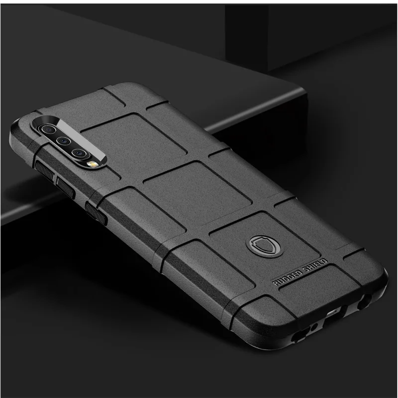 Rugged Square Grid Texture Soft TPU Anti-shock Case for Samsung Galaxy A50 / A50s / A30s - Black