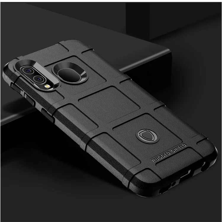 Anti-shock Square Grid Texture TPU Case for Samsung Galaxy A40 - Black