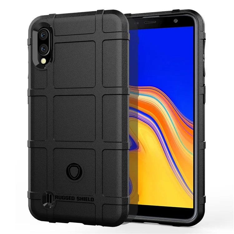 Textura de Grida Quadrada Robusta Anti-shock TPU Tampa Para Samsung Galaxy M10/A10 - Preto