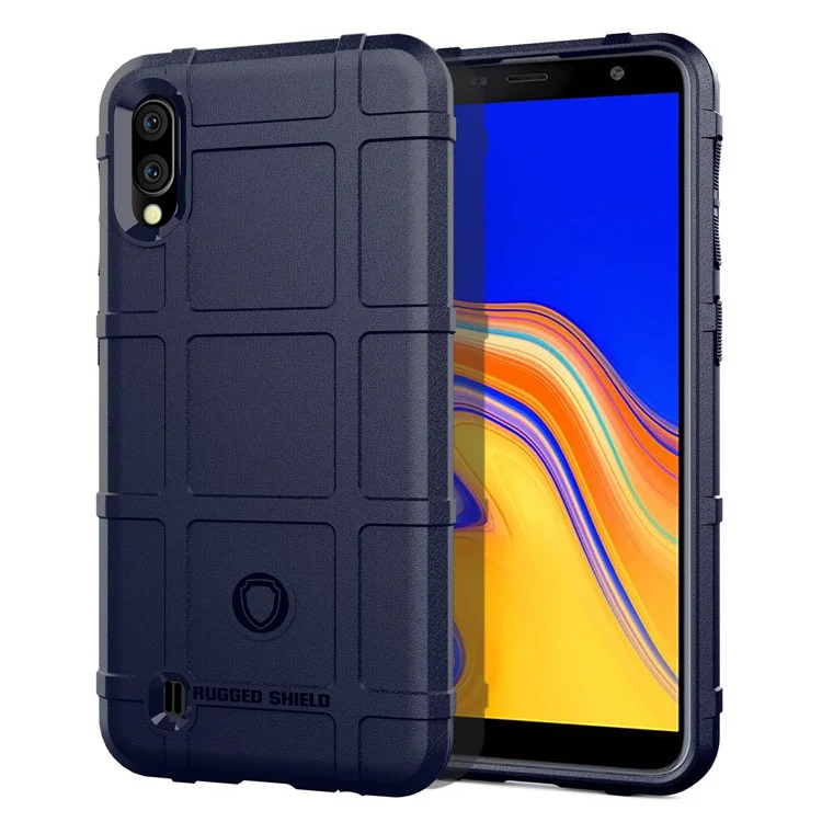Rugged Square Grid Texture Anti-shock TPU Phone Cover for Samsung Galaxy M10/A10 - Dark Blue