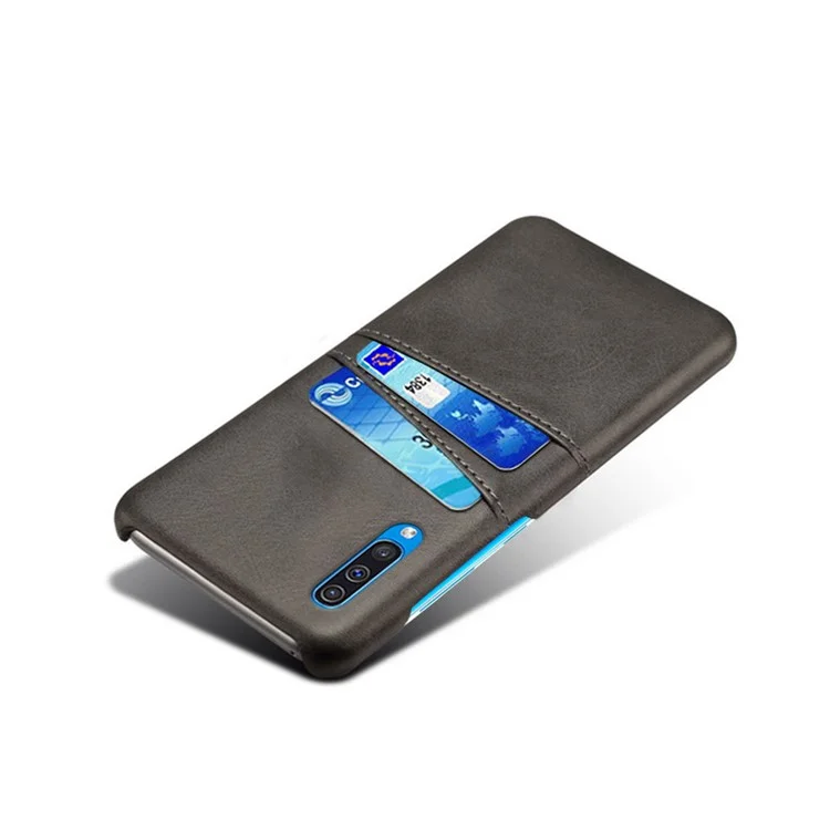 Dual -card -slots PU -leder -pc -mobilfunkschale Für Samsung Galaxy A50 / A50s / A30s - Schwarz