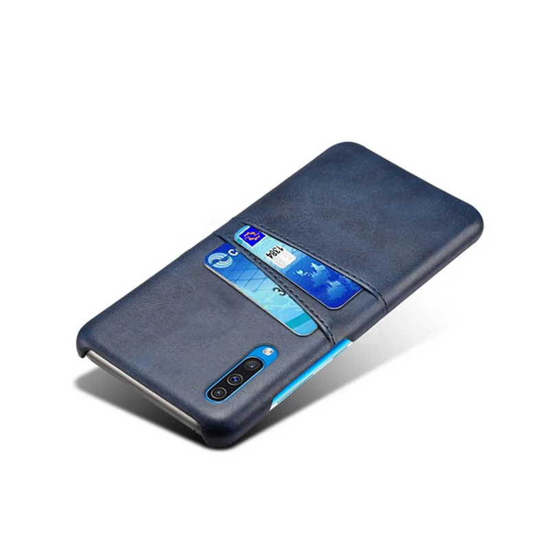 Dual Card Slots PU Leather Coated PC Mobile Phone Shell for Samsung Galaxy A50 / A50s / A30s - Blue