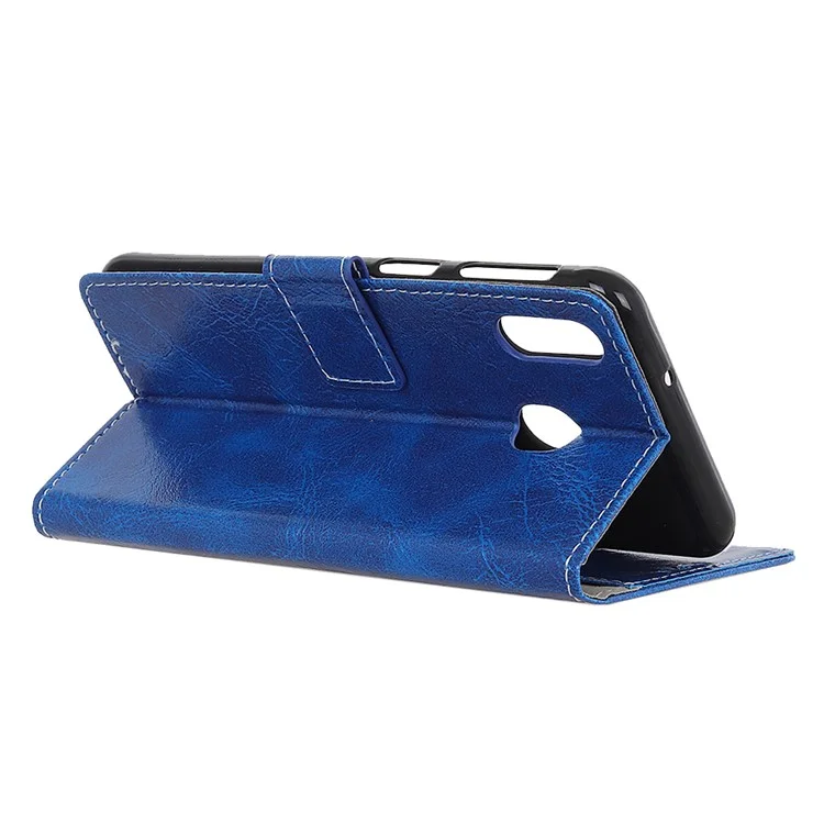 Casa Crazy Horse Leather Casal Para Samsung Galaxy A40 - Azul