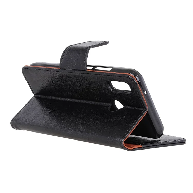 Capa de Carteira de Couro Dividido com Textura Nappa para Samsung Galaxy A40 - Preto