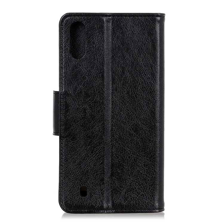 Portafoglio in pelle spaccata con texture Nappa per Samsung Galaxy A10 - Nero
