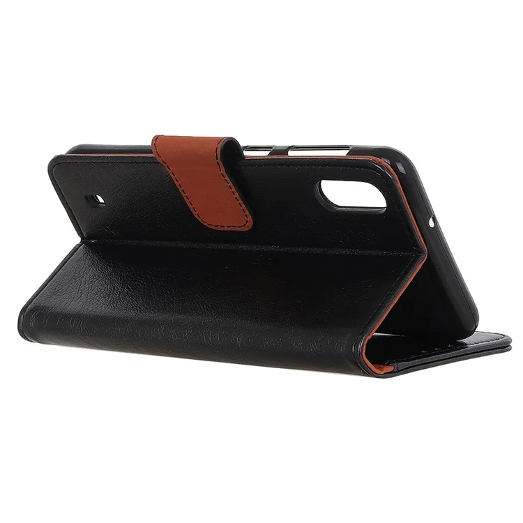 Portafoglio in pelle spaccata con texture Nappa per Samsung Galaxy A10 - Nero