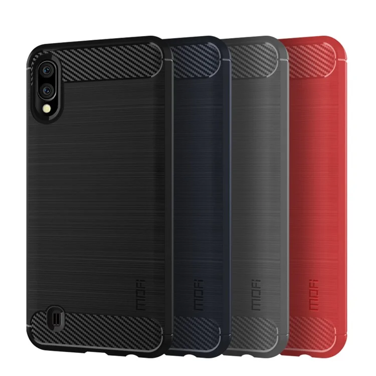 MOFI Custodia in fibra di carbonio con texture spazzolata TPU per Samsung Galaxy M10 - Nero