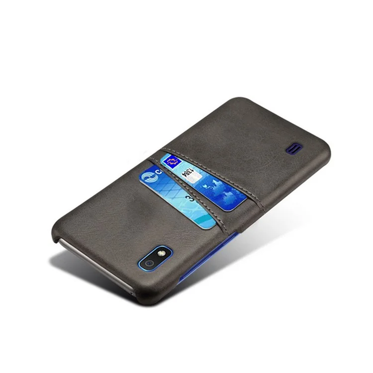 Custodia in PC rivestito in pelle PU con [2 slot per schede] per Samsung Galaxy A10 - Nero 