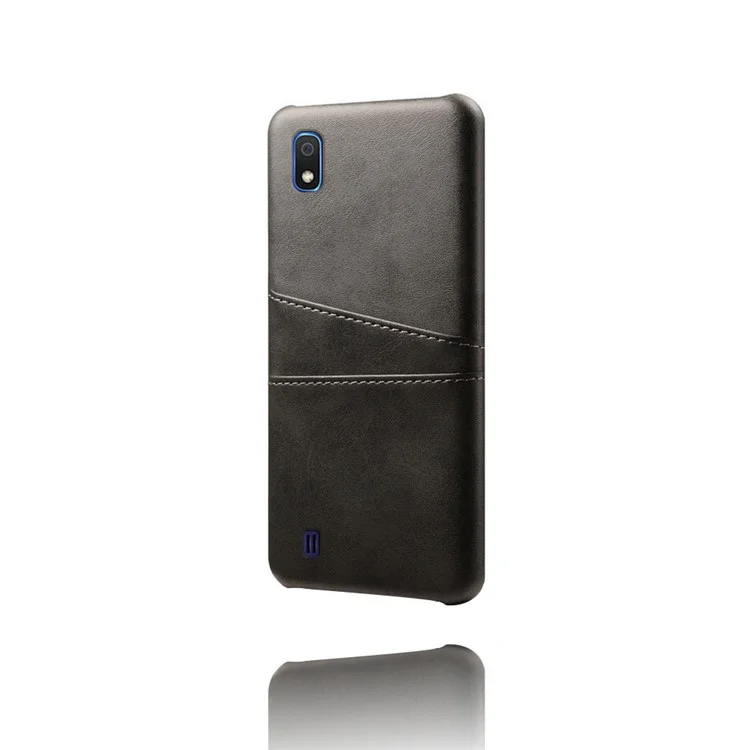 Custodia in PC rivestito in pelle PU con [2 slot per schede] per Samsung Galaxy A10 - Nero 