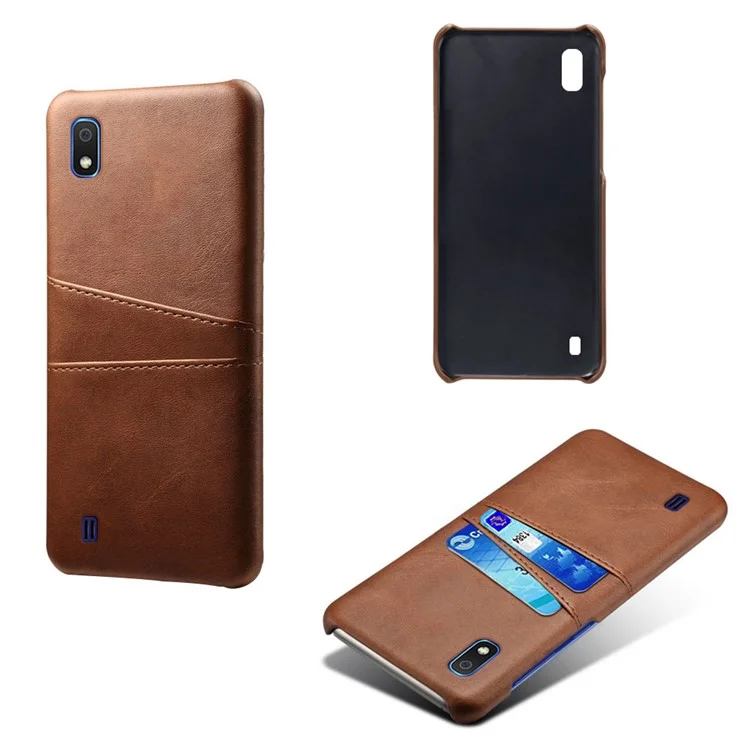 KSQ PU Leather Coated PC Case with [Dual Card Slots] for Samsung Galaxy A10 - Brown