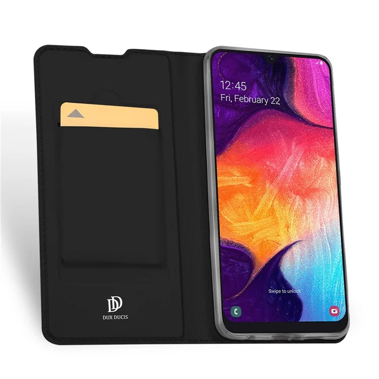 DUX DUCIS Skin Pro Series Anti-Scratch Skin Touch Leather Flip Case with Card Slot for Samsung Galaxy A50 / A50s / A30s - Black