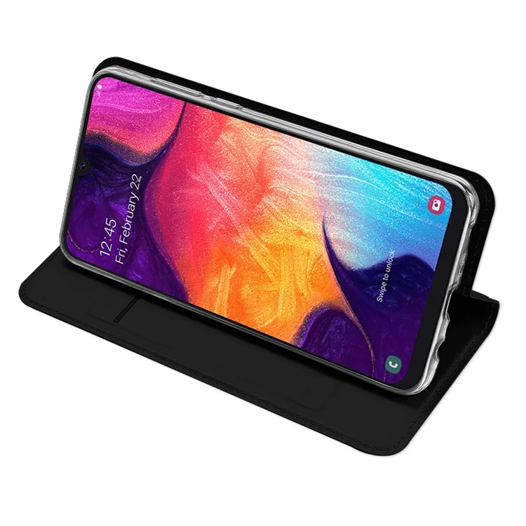 Dux Ducis Skin Skin Pro Série Anti-arranhão Casa de Couro Touch Touch Com Slot de Cartão Para Samsung Galaxy A50 / A50s / A30s - Preto