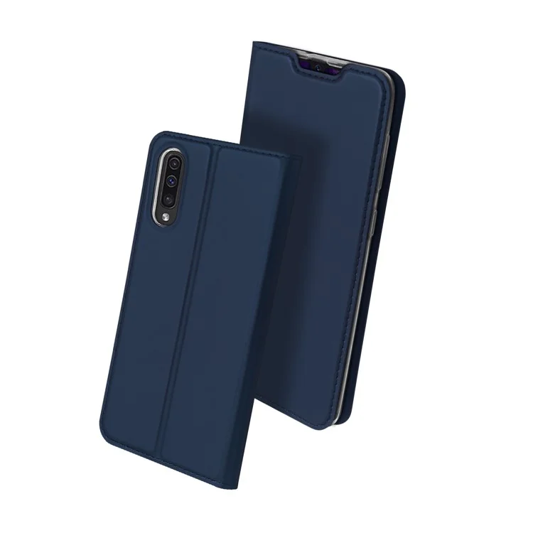 Dux Ducis Skin Skin Pro Série Anti-arranhão Casa de Couro Touch Touch Com Slot de Cartão Para Samsung Galaxy A50 / A50s / A30s - Azul Escuro