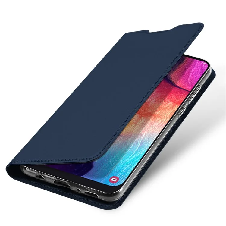 DUX DUCIS Skin Pro Series Anti-Scratch Skin Touch Leather Flip Case with Card Slot for Samsung Galaxy A50 / A50s / A30s - Dark Blue