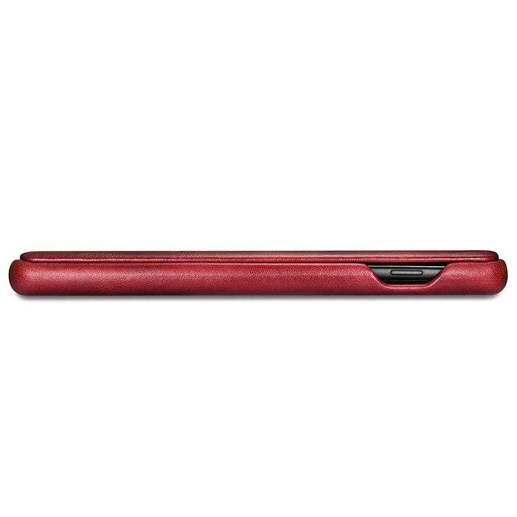 Cubierta de Caja de Cuero Genuina de Borde Curvado de Icarer Para Samsung Galaxy S10 - Rojo