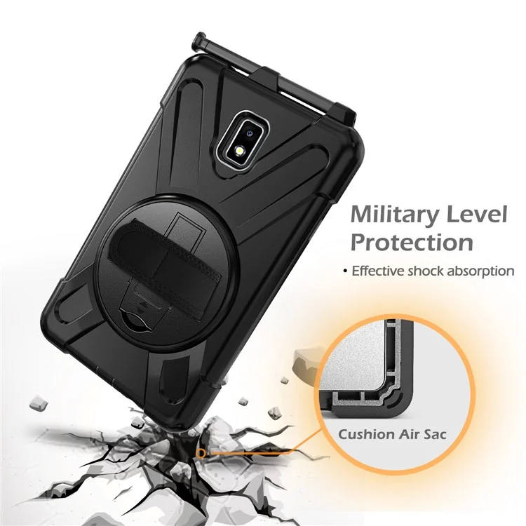 Pour Samsung Galaxy Tab Active 2 8.0 T395 / T390 [X-Shape] PC + Étui de combinaison TPU avec support à rotule Bandoulière - Tout en noir